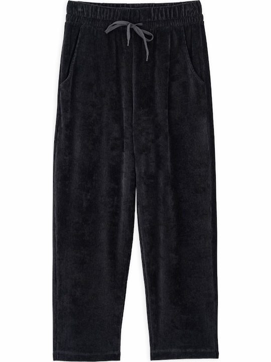 Women's Fabric Trousers with Elastic Black