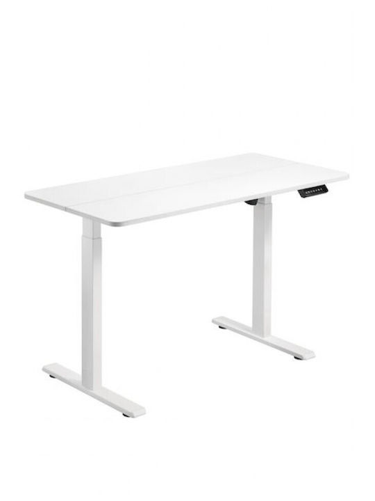 Electric Desk Wooden White with Metal Legs & Adjustable Height 120x60cm