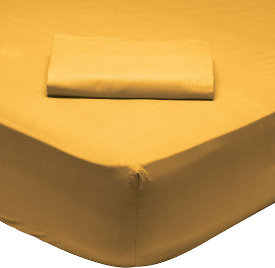 Das Home Cearșaf King Size cu Elastic 180x200+35cm. Best Galben