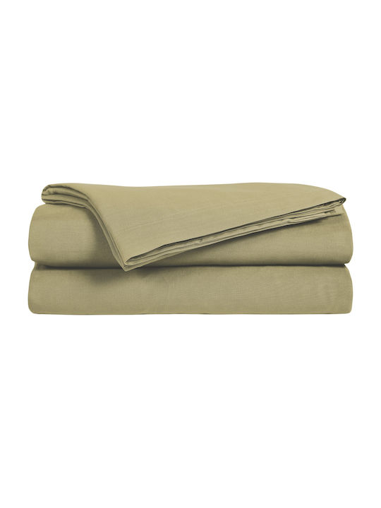 Das Home 1016 Σεντόνι King Size με Λάστιχο 180x235+35εκ. Green Olive