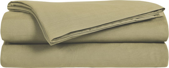 Das Home 1016 Σεντόνι King Size με Λάστιχο 180x235+35εκ. Green Olive