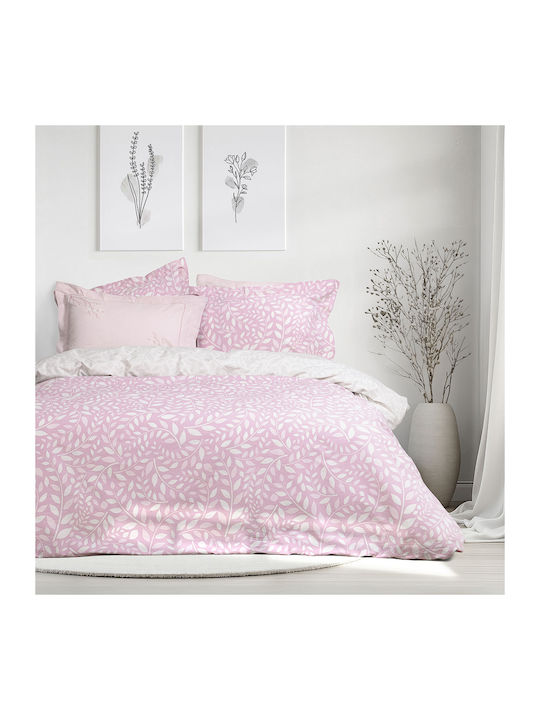 Nima Sheet Sets Queen with Elastic 160x200+32cm. Frozen Pink, Grey 4pcs
