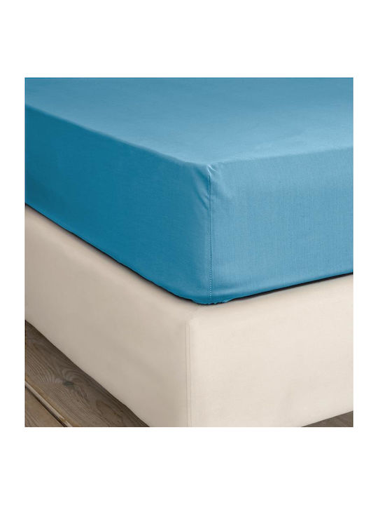Nima Unicolors Σεντόνι Υπέρδιπλο με Λάστιχο 165x205+35εκ. Petrol Blue