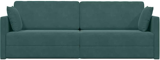 Three-Seater Couch Bed Velvet Dark Green 213x144x60 cm 4106728