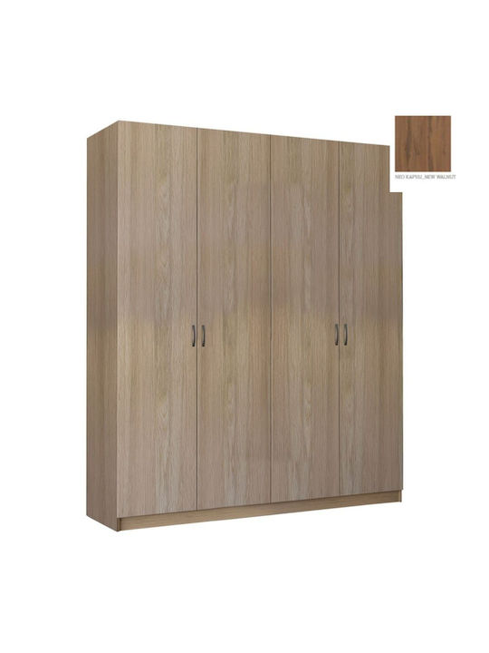 Τετράφυλλη Ντουλάπα με Πατάρι Καρυδί 182x60x220cm