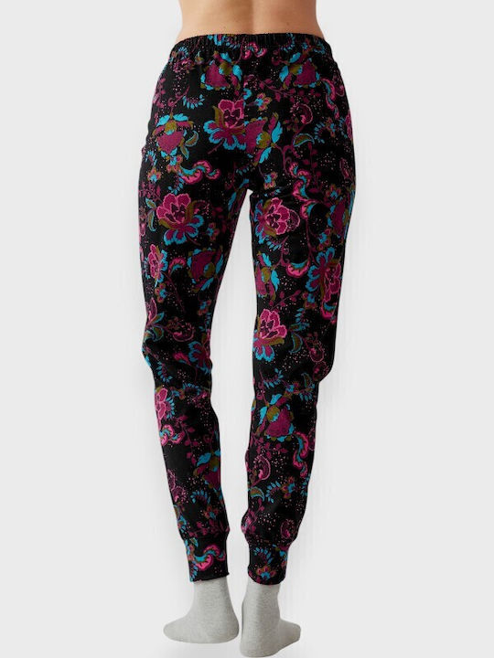 Minerva Pantaloni Pijamale pentru Femei Black Floral