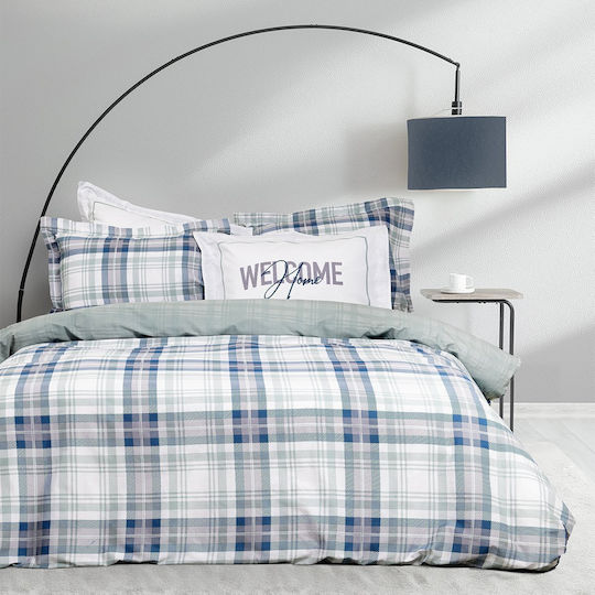 Nima Duvet Cover Set Cotton Single with Pillowcase 160x240 Welcome Blue, Grey