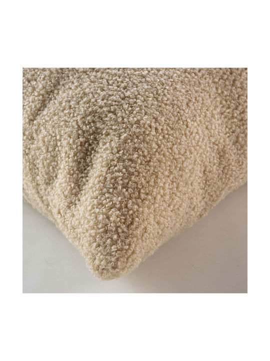 Douceur d'Intérieur Decorative Pillow Case Wooly Fleece Beige 45x45cm