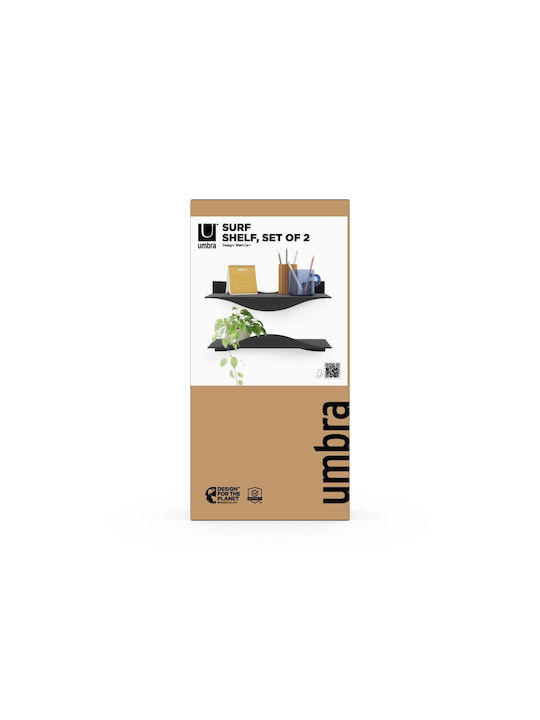 Shelves Wall Black 2pcs 43x18x10cm