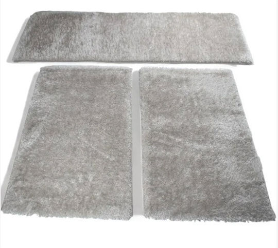 SpitiBazaar Set Modern Covoare pentru dormitor Synthetic Μαύρο-Γκρι SB.00101 3buc