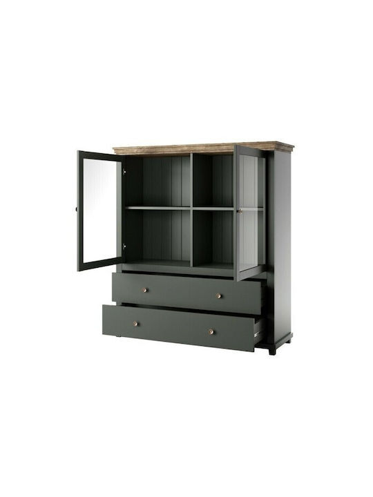 Bufet Tolnue 105 din Metal & Sticlă cu Sertare Dark Green 42x42x126cm