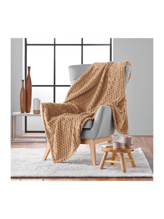 L-c Mini Fleece Blanket Sofa 125x150cm Camel