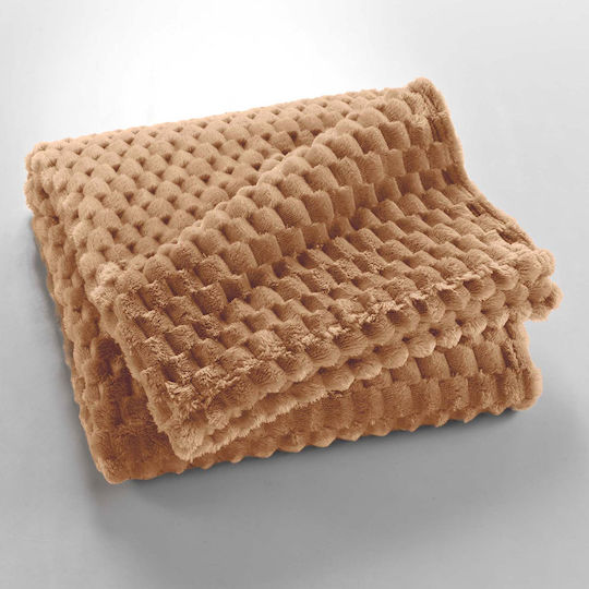 L-c Mini Decke Fleece Couch 125x150cm Camel
