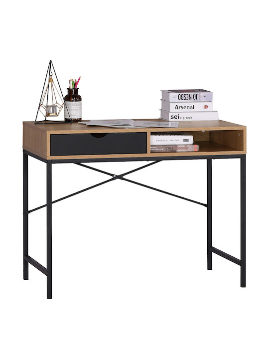 Desk Fenwick Wooden Oak/Black with Metal Legs 98x48x76.3cm