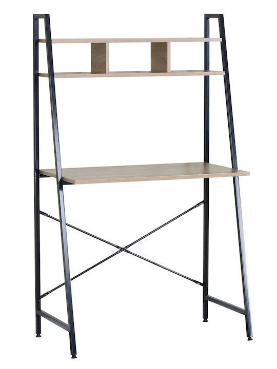 Desk Lyndale Wooden Oak/Black with Metal Legs 84x46x142cm