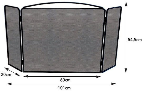 Home & Camp HCFT2861 Metallic Fireplace Screen with 3 Panels 101x54.5cm Black