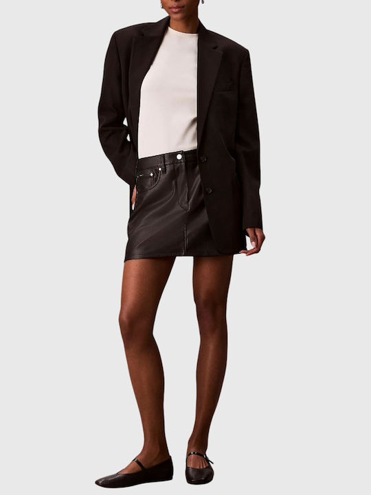 Δερμάτινη Mini Φούστα Black