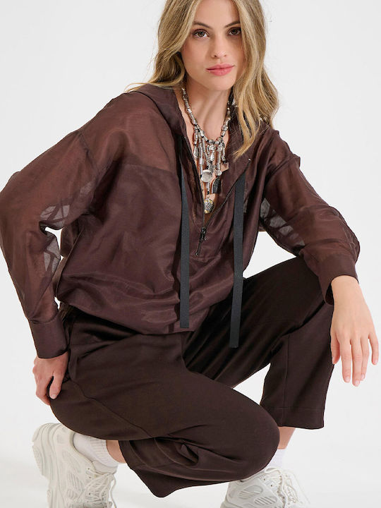 Hohe Taille Jogginghose Jogger Brown