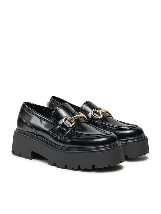 Steve Madden Leather Women's Loafers in Black Color