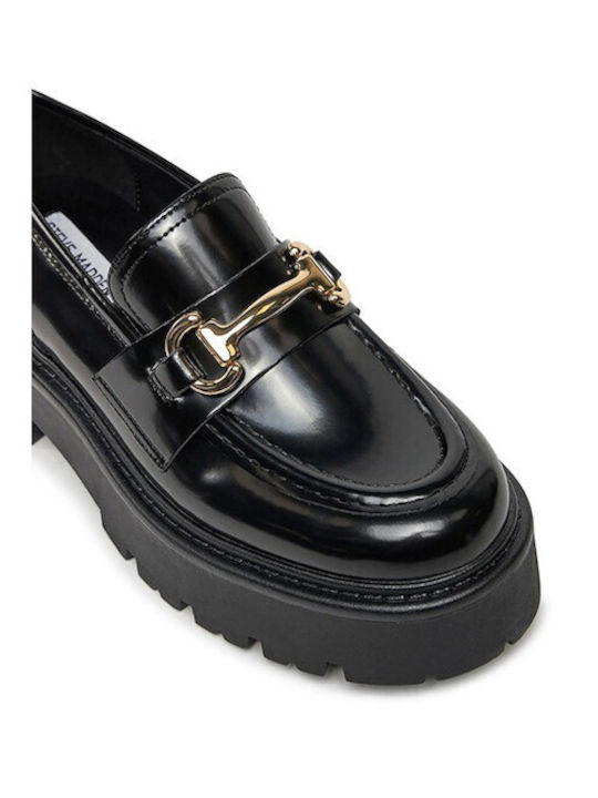 Leder Damen Loafers in Schwarz Farbe