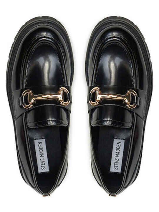 Leder Damen Loafers in Schwarz Farbe