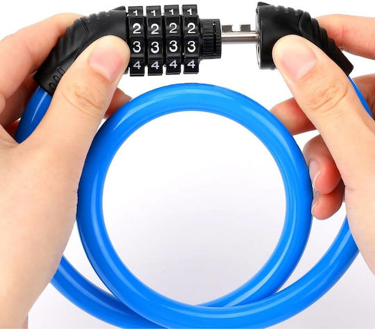 Bicycle Cable Lock Combination 10.5x700mm Blue