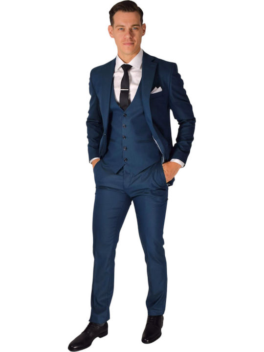 Men's Suit with Vest Petrol (Item J062)