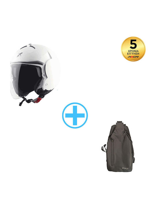 Axor Striker Gloss White Κράνος Μηχανής Jet ECE 22.06 1150gr με Sunvisor