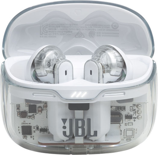 JBL Tune Beam Ghost Edition In-ear Bluetooth Handsfree Ακουστικά με Αντοχή στον Ιδρώτα και Θήκη Φόρτισης Λευκά