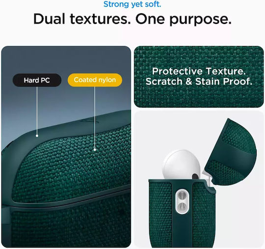 Spigen Urban Fit Case Silicone / Fabric / Plastic with Hook Midnight Green for Apple AirPods Pro 3