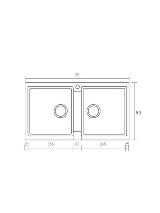 Sanitec Classic Ένθετος Νεροχύτης Inox με Μπαταρία Μ86xΠ50cm Λευκός