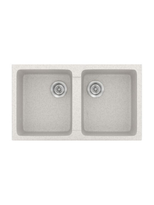 Sanitec Classic Ένθετος Νεροχύτης Inox με Μπαταρία Μ86xΠ50cm Λευκός