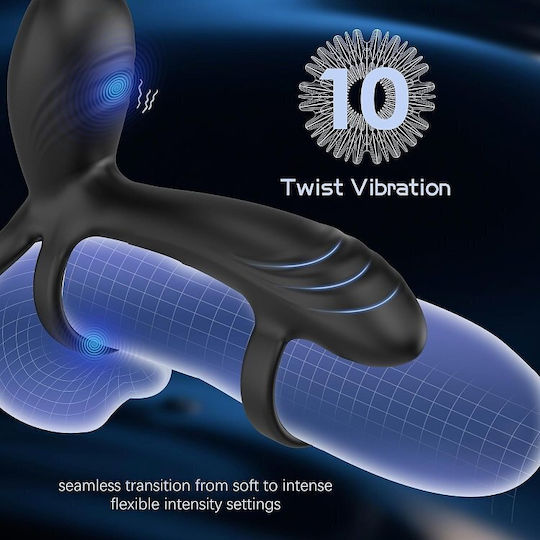 Smd Nutbuster 4-in-1 Vibrating Cock Ring 360° Twisting G-spot Stimulator & Penis Enhancer Remote Black