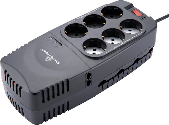 Powertech PT-1496 Compact Σταθεροποιητής Τάσης 2000VA με 6 Πρίζες Ρεύματος