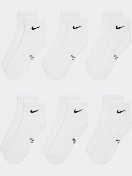 Nike Everyday Running Κάλτσες Λευκές 6 Ζεύγη