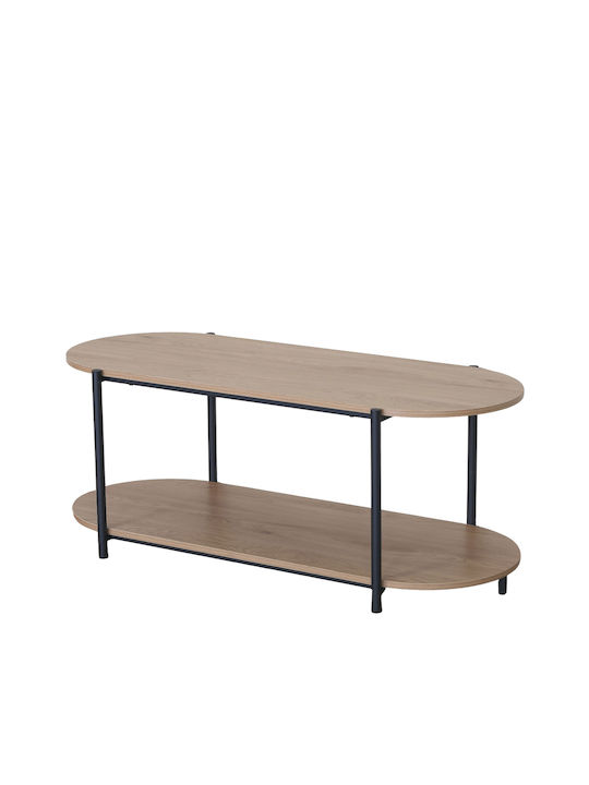 Oval Central Coffee Table Ardenmoor Wooden Oak/Black M115xL50xH45cm