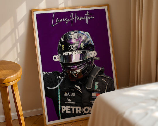 Poster Formula1 Lewis Hamilton F059 21cm X 30cm Cadru Din Lemn Negru