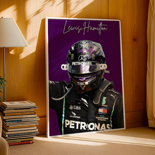 Poster Formula1 Lewis Hamilton F059 21cm X 30cm Cadru Din Lemn Negru