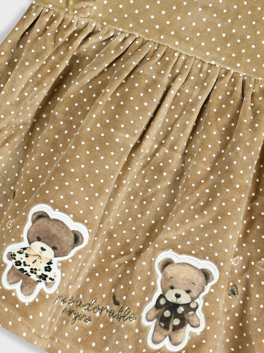 Set aus 2 Mädchenkleider Langärmelig Samt Beiges