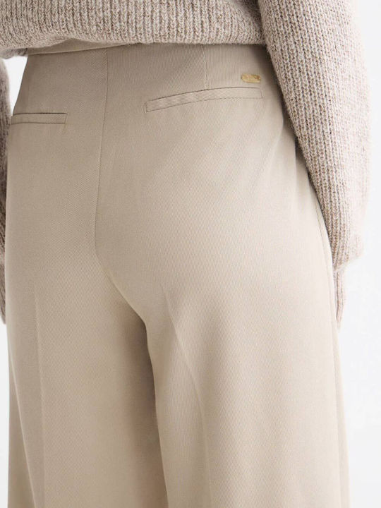 Scotch & Soda Edie Γυναικεία Ψηλόμεση Υφασμάτινη Παντελόνα Plaza Taupe