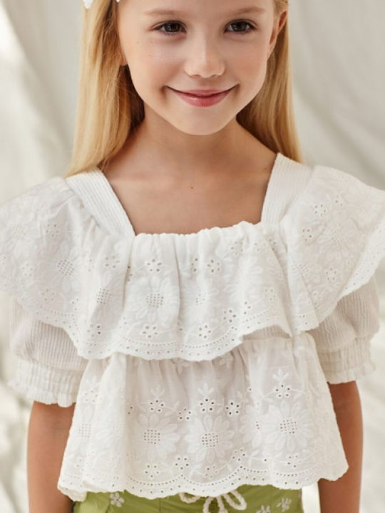 Kinderbluse Kurzarm Weiß