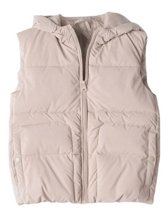 Kids' Casual Jacket Sleeveless with Hood Beige