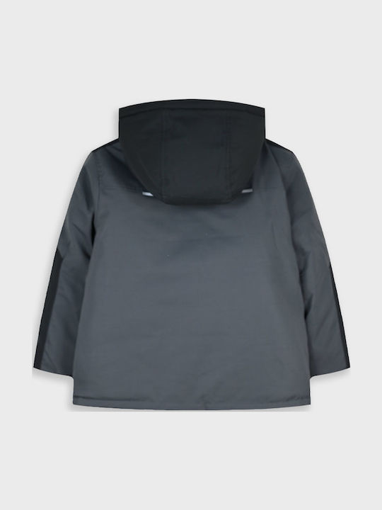 Kids Casual Long Jacket with Hood Anthracite