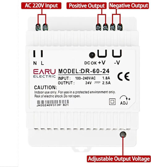 Earu DIN Rail Power Supply 60W