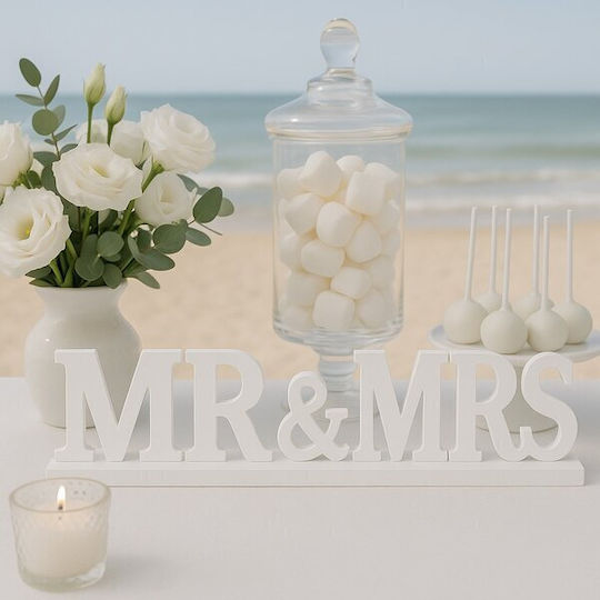 Holzschild Mr & Mrs 58x12cm Weiße