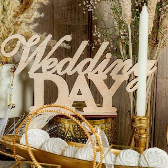 Ταμπελα Ξυλinh Wedding Day 40x20cm Φυσικο