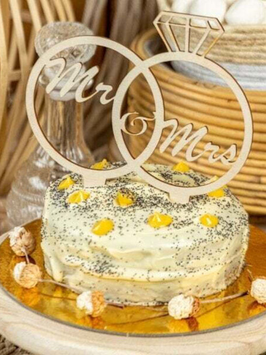 Διακοσμητικο Τουρτας Ξυλινο Mr & Mrs 25cm