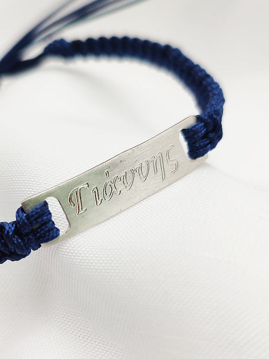 Theodora's Jewellery Bracelet Macrame Light-colored text engraving on 1 side made of Silver