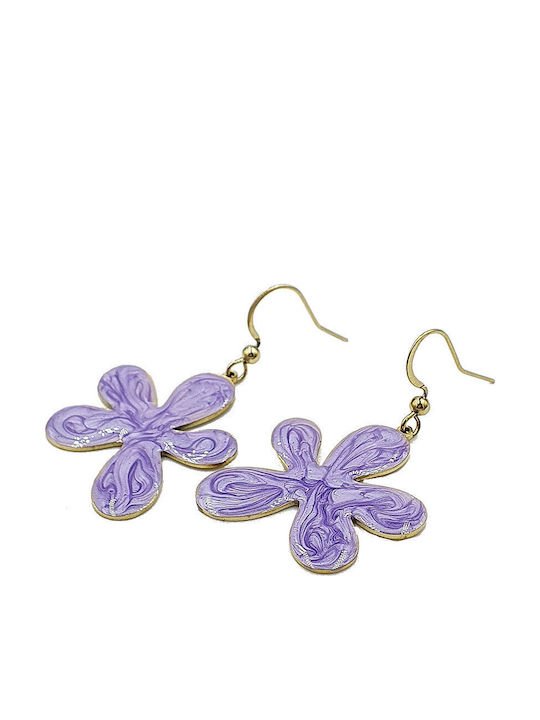 Fhs Jewlery Σκουλαρίκια Κρεμαστά από Ατσάλι Επιχρυσωμένα Μωβ Fhs Jewlery Σκουλαρίκια Κρεμαστά από Ατσάλι Επιχρυσωμένα Μωβ