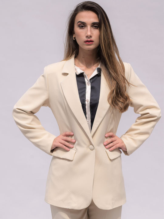 Honey Winter Blazer pentru femei Sacou beige - nude